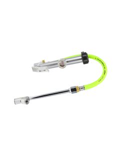 LEGAL2051FZ image(0) - Legacy Manufacturing Flexzilla dual foot tire inflator with 12 inch hose and glass sight gauge 10 to 120 psi - Zillagreen