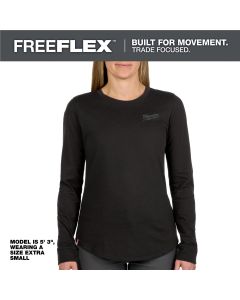 MLWF552B-XL image(0) - Milwaukee Tool Womens FREEFLEX Hybrid Tee - Long Sleeve Black XL