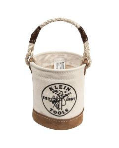 Klein Tools Canvas Bucket, Leather Bottom, Swivel Snap, 12-Inch