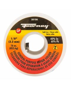 FOR38106 image(0) - Forney Industries Solder, General Purpose Repair, Solid Core, 1/8 in, 16 Ounce