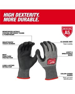MLW48-73-7150 image(1) - Milwaukee Tool Cut Level 5 High-Dexterity Nitrile Dipped Gloves - S