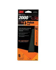 3M Wetordry 03003 Sandpaper, 3-2/3 in W x 9 in L, 2000 Grit, Silicon Carbide Abrasive, Gray, Wet/Dry
