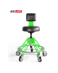 VYPESM-B-EXG-EZ image(0) - Vyper Industrial 400 lb Capacity Elevated Steel Max Ez-Lift Shop Chair - Black/Extreme Green