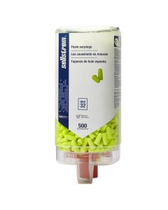 SRWS23413 image(0) - Sellstrom Sellstrom - Earplugs - Disposable - Foam Bullet Shape - Uncorded - NRR 32 - Hi-Viz Green - 500 Pair Wall Dispenser