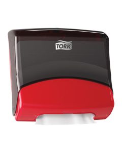 TOR6540281 image(0) - Tork Molnlycke 6540281 Folded Wiper/Cloth Dispenser, 8.1 in L x 15-1/2 in H x 16.8 in W, Plastic, Red