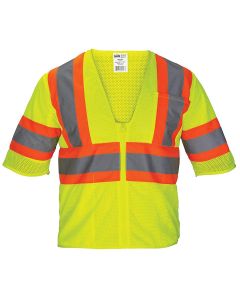 SAS690-2223 image(0) - Class-3 Mesh Yellow Safety Vest w/ Front Zipper, XXXXL