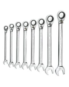 KDT9543 image(0) - GearWrench 8 Piece 72-Tooth 12 Point Reversible Ratcheting Combination Metric Wrench Set