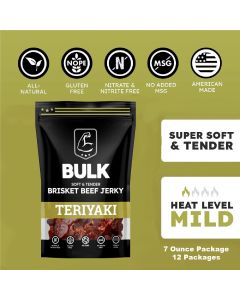 BLOISN-TRBR-712 image(0) - BULK Jerky Teriyaki Brisket Beef Jerky - 7 ounce package (12 Packages)