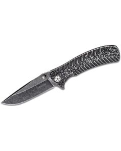 KER1301BW image(1) - Kershaw Starter Assisted Open Liner Lock Drop Point Blade EDC Folding Pocket Knife with BlackWash Finish - BlackWash