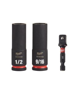 MLW49-66-4417 image(2) - Milwaukee Tool 3PC SHOCKWAVE Impact Duty  3/8" Drive SAE Deep 6 Point Socket Set