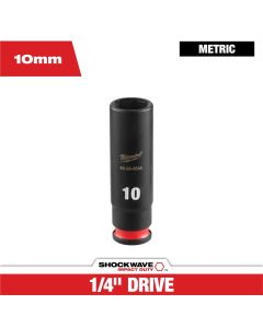 MLW49-66-6044 image(0) - Milwaukee Tool SHOCKWAVE&trade; Impact Duty 1/4" Drive 10MM Deep 6 Point Socket