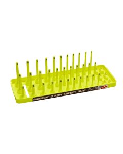 Hansen Global 1/4" SAE 3-Row Socket Tray Hi-Viz Yellow