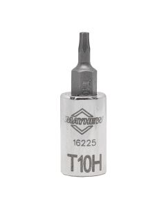 MAY16225 image(1) - Mayhew Mayhew T10H Tamper Torx&reg; Short Insert Socket Bit, 1/4-Inch Drive