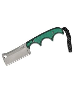 CRK2383 image(0) - CRKT (Columbia River Knife) Minimalist Cleaver 5Cr15MoV Bead Blast Plain Blade Fixed Blade Knife with Sheath Micarta Handle - Green/Black