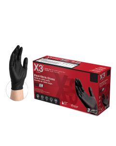 Gloveworks XL X3 Powder Free, Textured, Black Nitrile