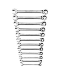 KDT85597 image(2) - GearWrench 12 Piece 72-Tooth 12 Point Open End Ratcheting Metric Wrench Set