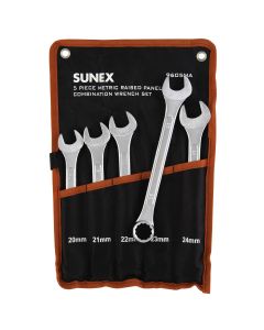SUNEX 5-PC Metric Raised Panel Combi Wrench Set