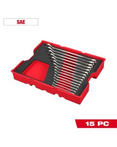 Milwaukee Tool 15 Piece SAE Combination Wrench Set with Tray for PACKOUT Drawers