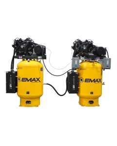 EMXESP10A120V3 image(0) - Emax Compressor Two 10HP 3ph 120 Gallon Vertical Solo Mounted Alternating Silent Air compressors-w/Pressure Lubricated pumps