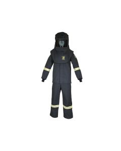 OBRTCG4B-ZL-HVSL image(0) - OBERON Suit Kit - Arc Flash - 40 Cal TCG - Comes with Hood, Coat, Bib Coveralls and  Fresh Air Arc Flash Hood Ventilation System & Light - Color: Black - Size: Large Extra Tall