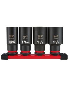MLW49-66-7026 image(1) - Milwaukee Tool 4Piece SHOCKWAVE Impact Duty  1/2 Inch Drive SAE Deep 6 Point Socket Set