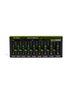 GETXAM9DS image(0) - Grip Edge Tools 9-PC 1/4" Drive Metric RPT Socket Extractor with FORS set (deep length)