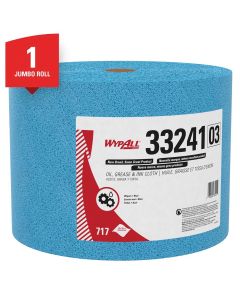 KIM33241 image(0) - Kimberly Clark WypAll 33241 Jumbo Roll Cloth, 13.4 x 9.8 in, 717, Polypropylene, Blue, 1 Plys