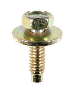 AUVECO 17034 Hex Sems Head Dog Point Body Bolt, 1/4 in - 20 TPI Screw x 7/16 in Hex x 7/8 in L, Yellow