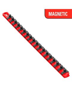 ERN8401M image(0) - Ernst Mfg. 18 Inch  3/8 Inch Magnetic Socket Organizer with Twist Lock Clips - Red