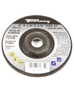 FOR71885 image(1) - Forney Industries Grinding Wheel, Aluminum, Type 27, 4 in x 1/4 in x 5/8 in