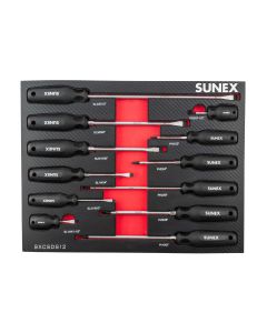 SUNSXCSDS12 image(0) - SUNEX Phillips&reg; & Slotted Magnetic 12 Piece Screwdriver Set in EVA Foam
