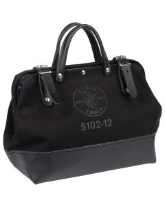 KLE510218SPBLK image(0) - Klein Tools Deluxe Tool Bag, Black Canvas, 13 Pockets, 18-Inch