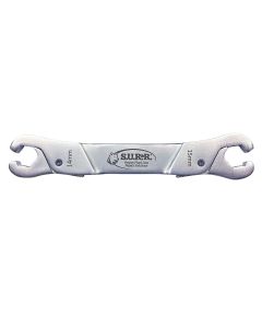 S.U.R.&R. Versatile line wrench featuring unique ratcheting push on / pull off operation. Designed for convenient, single-handed use. Sizes: 14mm (9/16&rdquo;) & 15mm (19/32&rdquo;)