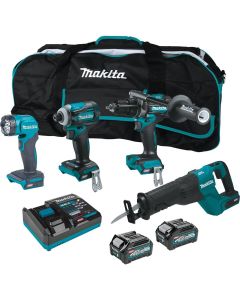 MAKGT401M1D1 image(0) - Makita 40V max XGT&reg; Brushless Cordless 4 Pc. Combo Kit, GPH01, GDT01, GRJ01, ML001G, bag (2.5Ah/4.0Ah)