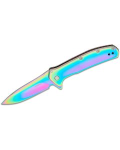 KER2044RBW image(0) - Kershaw Outcome  Assisted Open Frame Lock Drop Point Blade EDC Folding Pocket Knife  - Rainbow