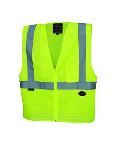SRWV1060360U-M image(0) - Pioneer Zip-Up Safety Vest  - Color:  Hi-Vis Yellow/Green  - Size: M