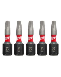 MLW48-32-4621 image(0) - Milwaukee Tool SHOCKWAVE Impact Square Recess #1 Insert Bits (5 PK)