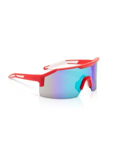 JCK60008 image(1) - Jackson Safety Safety Glasses - MAXVIEW+ Series - Blue/Green Mirror Lens - Red Frame - Hardcoat Anti-Scratch