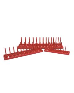 KTI72470 image(1) - K Tool International Socket Holder Set 3 Piece SAE Red