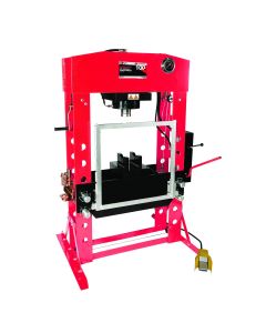 INT859ASD image(1) - American Forge & Foundry Shop Press - 100 Ton Capacity - Foot Operated Air Motor/Manual Pump W/ Hydraulic Ram - Built In Polycarbonate Press Guard - 10 pc  Pin & Bearing Press Adapter Set Included - SUPER DUTY