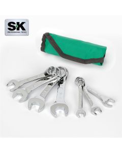 SKTSK01489A image(0) - S K Hand Tools 7 Piece 12 Point SAE Short SuperKrome&reg; Combination Wrench Set.  Packaged in a Roll