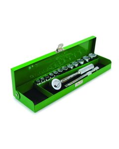 S K Hand Tools 15 Pc Metal box 3/8dr Metric set