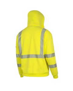 OBERON Hoodie - Hi-Vis 100% FR/Arc-Rated Heavyweight 12 oz Cotton Fleece - Zipper Closure - Detachable Hood - Hi-Vis Yellow - Size: XL