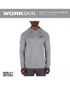 MLWM550G-L image(1) - Milwaukee Tool WORKSKIN Hooded Sun Shirt - GRAY L