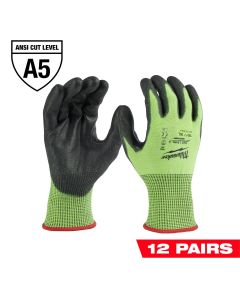 Milwaukee Tool 12 Pair High Visibility Cut Level 5 Polyurethane Dipped Gloves - XL