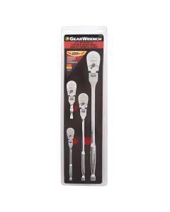 GearWrench 4 Piece 1/4 Inch, 3/8 Inch, and 1/2 Inch Drive 120XP Full Polish Flex Handle Teardrop Ratchet Set