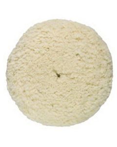 PES810176 image(0) - Presta 810176 Single Sided Heavy Cut Cutting Pad, 9 in Dia, Hook and Loop Attachment, 100% Wool Pad, White