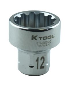 K Tool International Spline Socket 1/4 in. Dr 12 mm