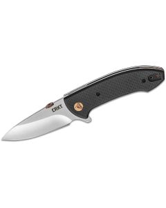 CRK4620 image(1) - CRKT (Columbia River Knife) Avant 8Cr14MoV Satin Plain Blade Folding Knife with Liner Lock Carbon Fiber w/G10 Base Handle - Black