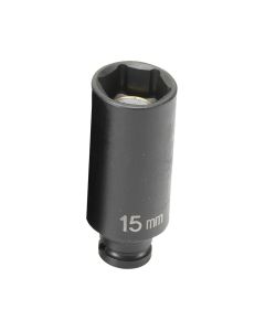 GRE915MDG image(1) - Grey Pneumatic 1/4" Drive x 15mm Magnetic Deep Socket